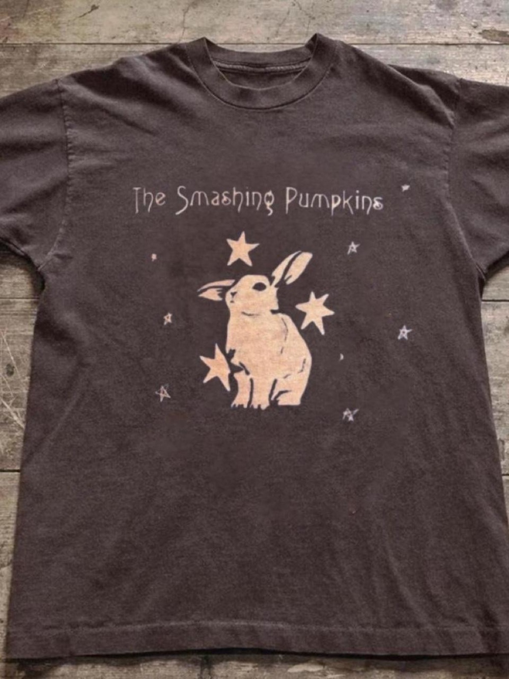 Gildan Brown Short Sleeve Tee with Cream Bunny Graphic